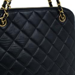 Pre Owned Chanel Black Quilted Lambskin Vintage Dome Bag