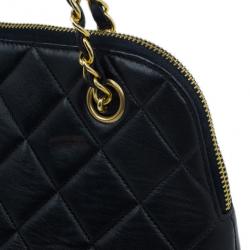 Pre Owned Chanel Black Quilted Lambskin Vintage Dome Bag