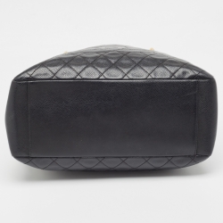 Pre Owned Chanel Black Quilted Caviar Leather Grand GST Shopper Tote Bag