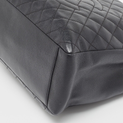 Pre Owned Chanel Black Quilted Caviar Leather Grand GST Shopper Tote Bag