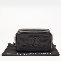 Pre Owned Chanel Black Caviar Leather CC Cosmetic Pouch