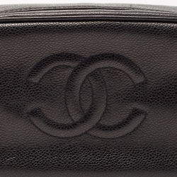 Pre Owned Chanel Black Caviar Leather CC Cosmetic Pouch