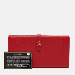 Chanel Red Leather CC Flap French Continental Wallet