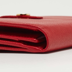 Chanel Red Leather CC Flap French Continental Wallet