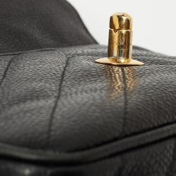 Pre Owned Chanel Black Chevron Caviar Leather CC Tassel Camera Bag