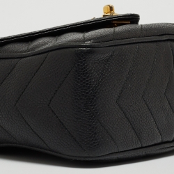 Pre Owned Chanel Black Chevron Caviar Leather CC Tassel Camera Bag
