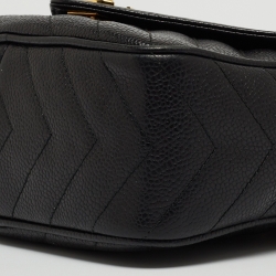 Pre Owned Chanel Black Chevron Caviar Leather CC Tassel Camera Bag