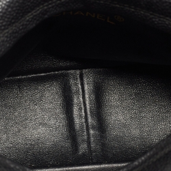 Pre Owned Chanel Black Chevron Caviar Leather CC Tassel Camera Bag