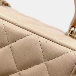 Pre Owned Chanel Beige Leather CC Vanity Case Shoulder Bag