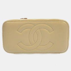Pre Owned Chanel Beige Leather CC Vanity Case Shoulder Bag