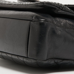 Pre Owned Chanel Black Quilted Python and Leather Urban Mix Classic Shoulder Bag