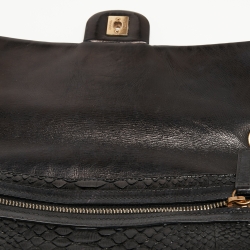 Pre Owned Chanel Black Quilted Python and Leather Urban Mix Classic Shoulder Bag