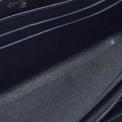 Chanel Black Quilted Patent Leather Continental Zip Wallet
