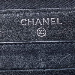 Chanel Black Quilted Patent Leather Continental Zip Wallet