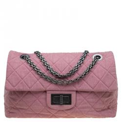 Pre Owned Chanel Pink Quilted Fabric Limited Edition XXL Reissue Travel Bag