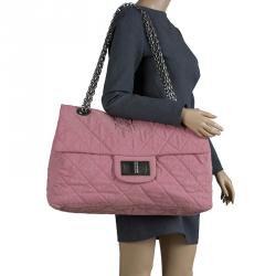 Pre Owned Chanel Pink Quilted Fabric Limited Edition XXL Reissue Travel Bag