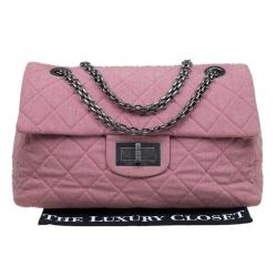 Pre Owned Chanel Pink Quilted Fabric Limited Edition XXL Reissue Travel Bag