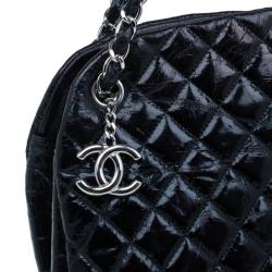Chanel Black Calfskin Large Quilted Mademoiselle Bag