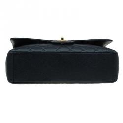 مملوكة مسبقًا حقيبة شانيل قلاب كلاسيكي ماكسي جلد كافيار مبطنة سوداء