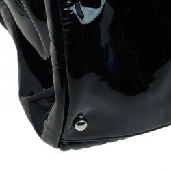 Pre Owned Chanel Black Quilted Patent Leather Large Just Mademoiselle Bowling Bag