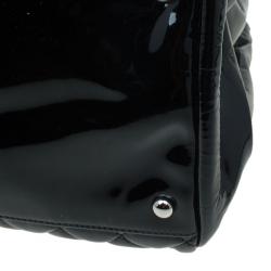 Pre Owned Chanel Black Quilted Patent Leather Large Just Mademoiselle Bowling Bag