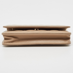 Pre Owned Chanel Beige Quilted Caviar Leather WOC Clutch Bag