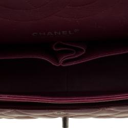 Pre Owned Chanel Burgundy Quilted Patent Leather Jumbo Classic Double Flap Bag
