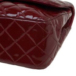 Pre Owned Chanel Burgundy Quilted Patent Leather Jumbo Classic Double Flap Bag