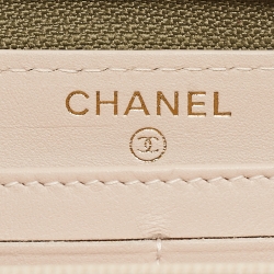 Chanel Green Quilted Leather Boy Zip Around Wallet