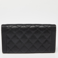 Chanel Black Quilted Caviar Leather Boy Wallet