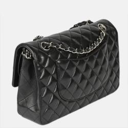 Pre Owned Chanel Black Caviar Leather Small Classic Flap Bag