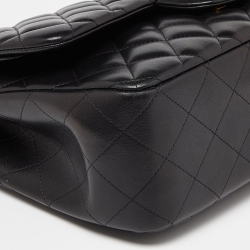 Pre Owned Chanel Black Quilted Leather Jumbo Classic Double Flap Bag