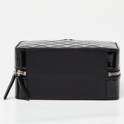 Pre Owned Chanel Black/Red Quilted Patent and Leather Travel Kit Vanity Case Bag 