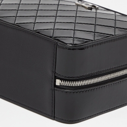 Pre Owned Chanel Black/Red Quilted Patent and Leather Travel Kit Vanity Case Bag 