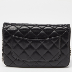 Chanel Black Quilted Leather O Mini Wallet on Chain