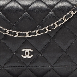 Chanel Black Quilted Leather O Mini Wallet on Chain