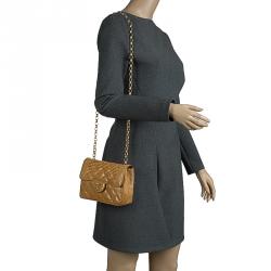 Pre Owned Chanel Brown Lizard Mini Square Flap Bag
