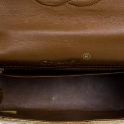 Pre Owned Chanel Brown Lizard Mini Square Flap Bag