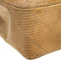 Pre Owned Chanel Brown Lizard Mini Square Flap Bag