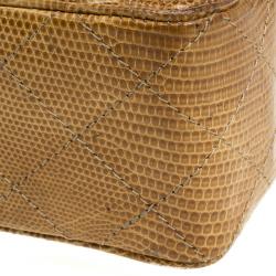 Pre Owned Chanel Brown Lizard Mini Square Flap Bag