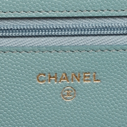 Chanel Mint Green Quilted Caviar Leather WOC Bag