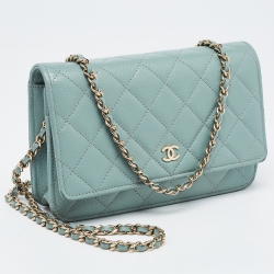 Chanel Mint Green Quilted Caviar Leather WOC Bag