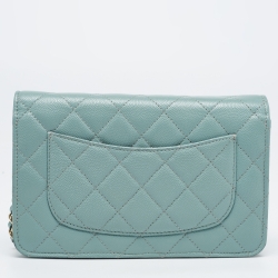 Chanel Mint Green Quilted Caviar Leather WOC Bag