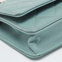 Chanel Mint Green Quilted Caviar Leather WOC Bag