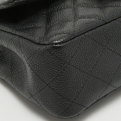 Pre Owned Chanel Black Quilted Caviar Leather New Mini Classic Single Flap Bag