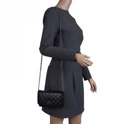 Pre Owned Chanel Black Quilted Caviar Leather WOC Clutch Bag