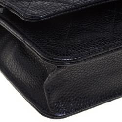 Pre Owned Chanel Black Quilted Caviar Leather WOC Clutch Bag
