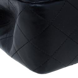 Pre Owned Chanel Black Lambskin Medium Double Flap Shoulder Bag