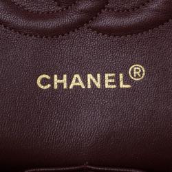 Pre Owned Chanel Black Lambskin Medium Double Flap Shoulder Bag