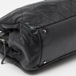 Pre Owned Chanel Black Quilted Glazed Leather Large On the Road Tote